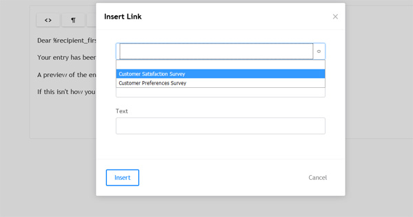 Insert link to survey